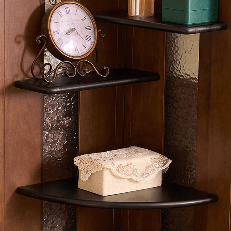 Modern Simple Style Nook Decorative Cabinet with 4 Exterior Shelves, Natural Wood Countertop, and Matte Black/Sepia Top - image 7