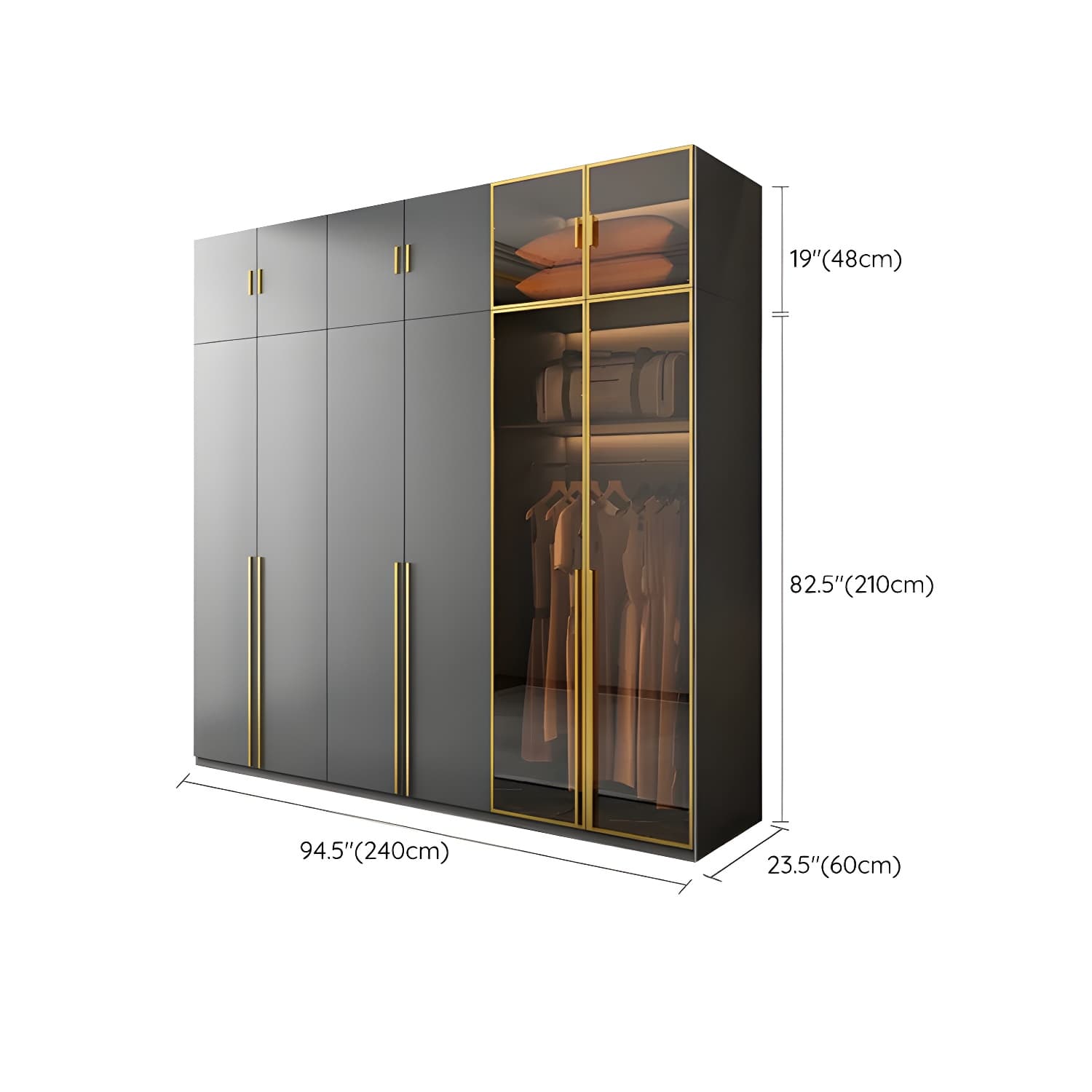 Modern Black Wood Wardrobe Armoire with Soft-Close Drawers & Clothing Rod - image 23