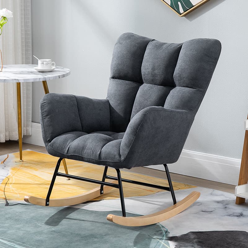 Modish Upholstered Cushioned Rocking Accent Chair 2 Piece Set with Footstool & Recessed Arm, Scratch-tolerant - image 5