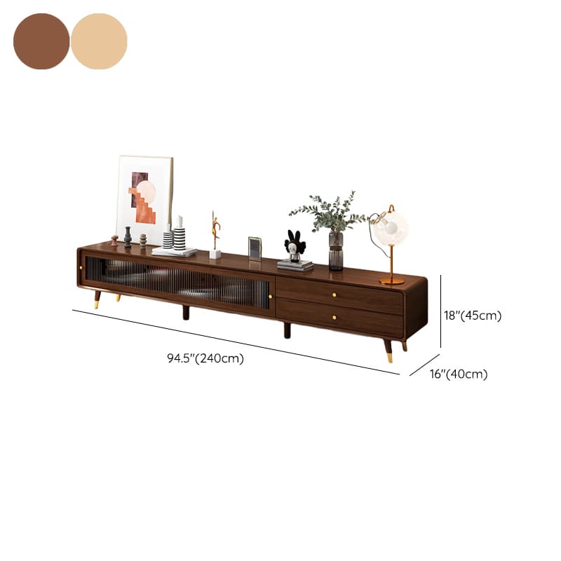 Scandinavian Style Low Height Wood TV Stand With 2 Drawers and Cabinet, Size 15.7'' x 17.7'' - image 16