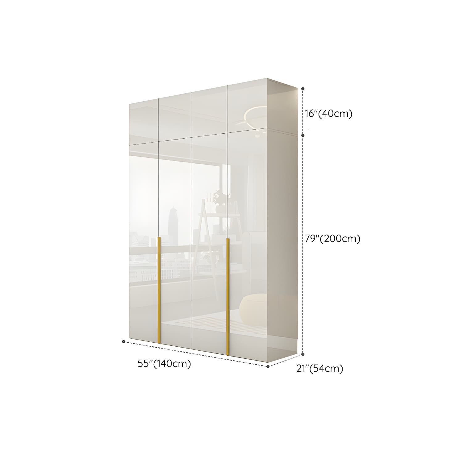 White Modern Style Wardrobe Cabinet Engineered Wood with Garment Rod - image 25