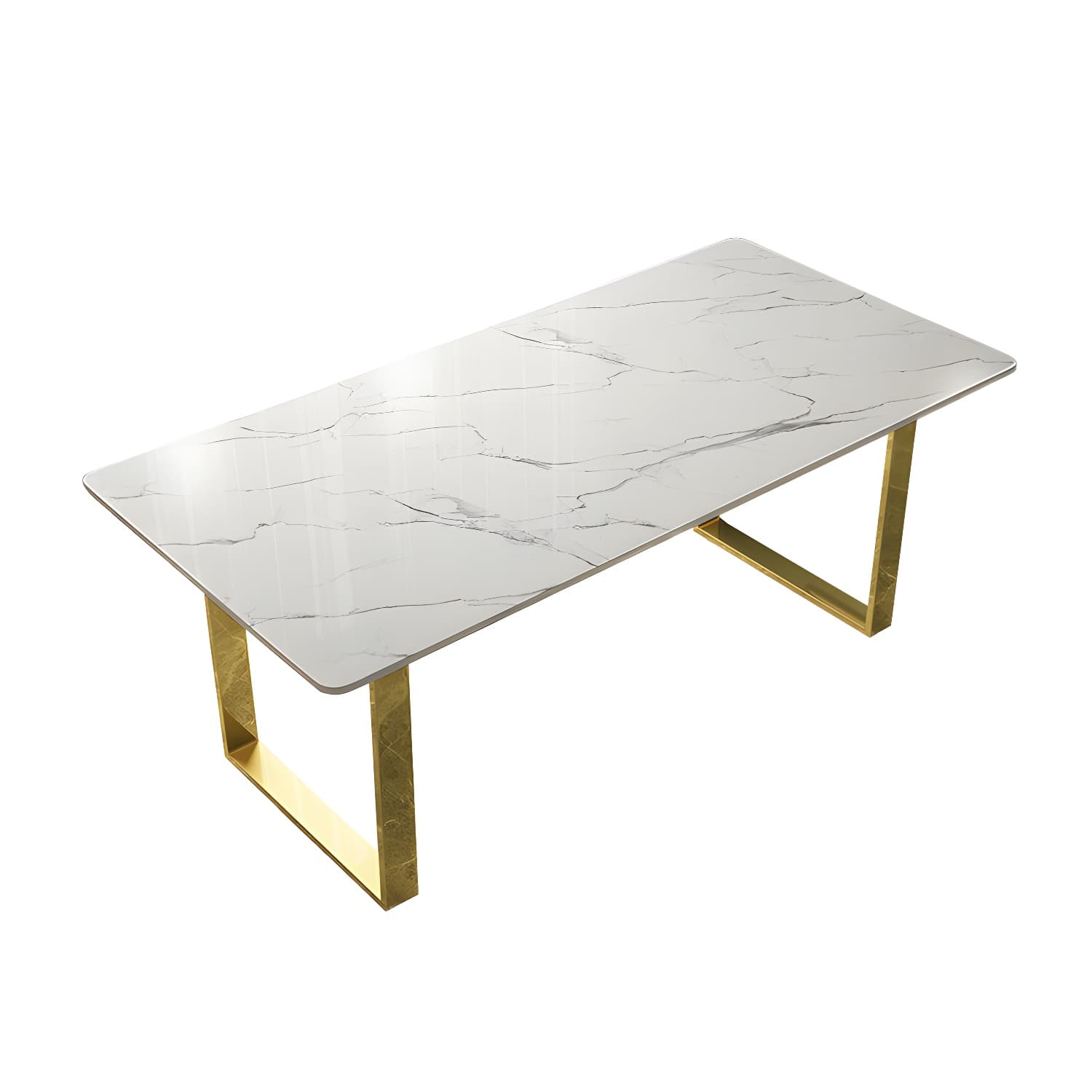 Marble Top Dining Table Modern Rectangle Dining Table with Sled Base - image 5