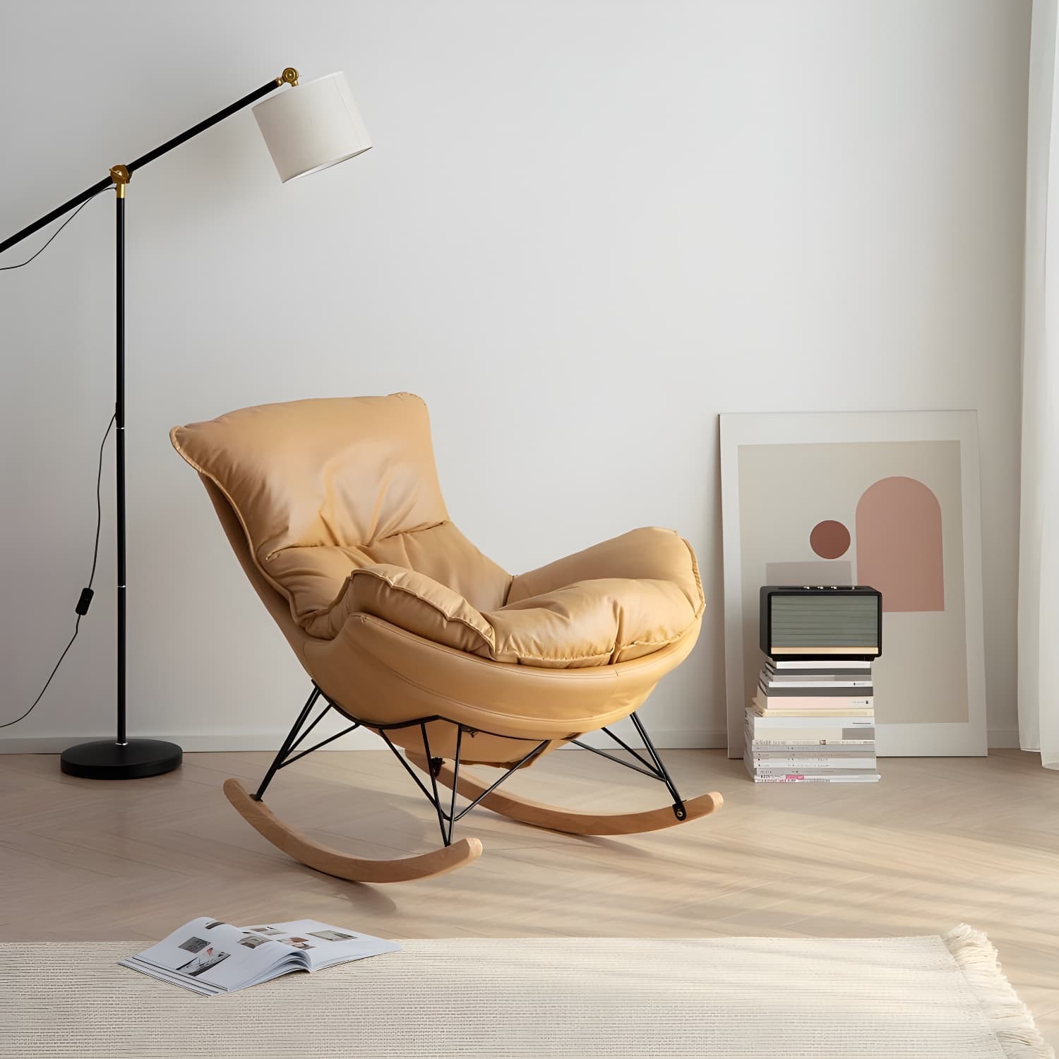 Contemporary Style Nursery Sofa Rocking Chair Indoor Rocking Chair with Ottoman - image 15