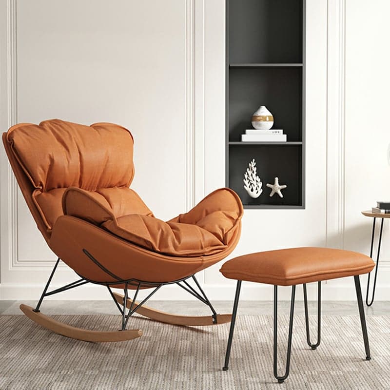 Comfortable Upholstered Rocking Chair with Natural Wood Legs - Perfect for Stylish Home Decor - image 7