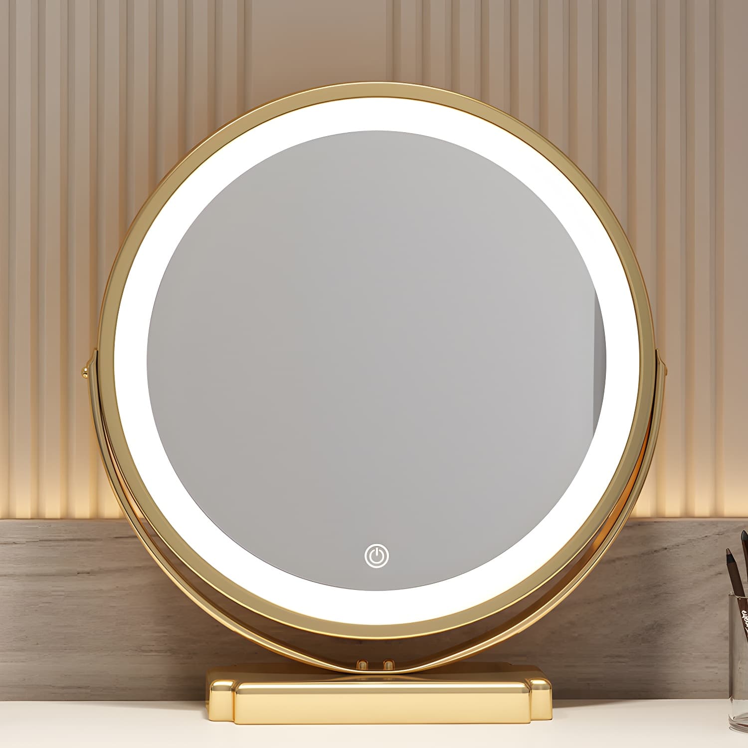 Contemporary Mirrored Wood Top Makeup Vanity Desk White/Gray Dressing Table - image 13