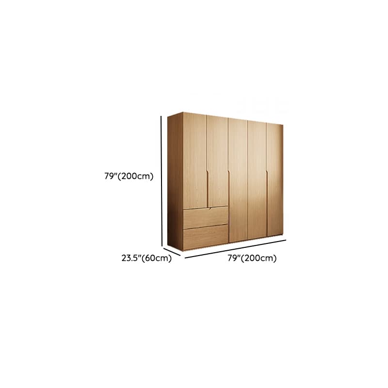 Natural Finish Minimalist Oak Wood Cabinet Armoire with Soft Close Drawer, Soft Close Door, Interior Shelves, and Clothing Rod - image 12