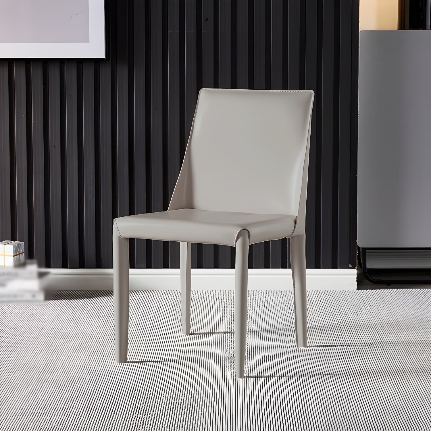 Designer Style Restaurant Saddle Leather Side Chair Matte Finish Parsons Dining Chair - image 7