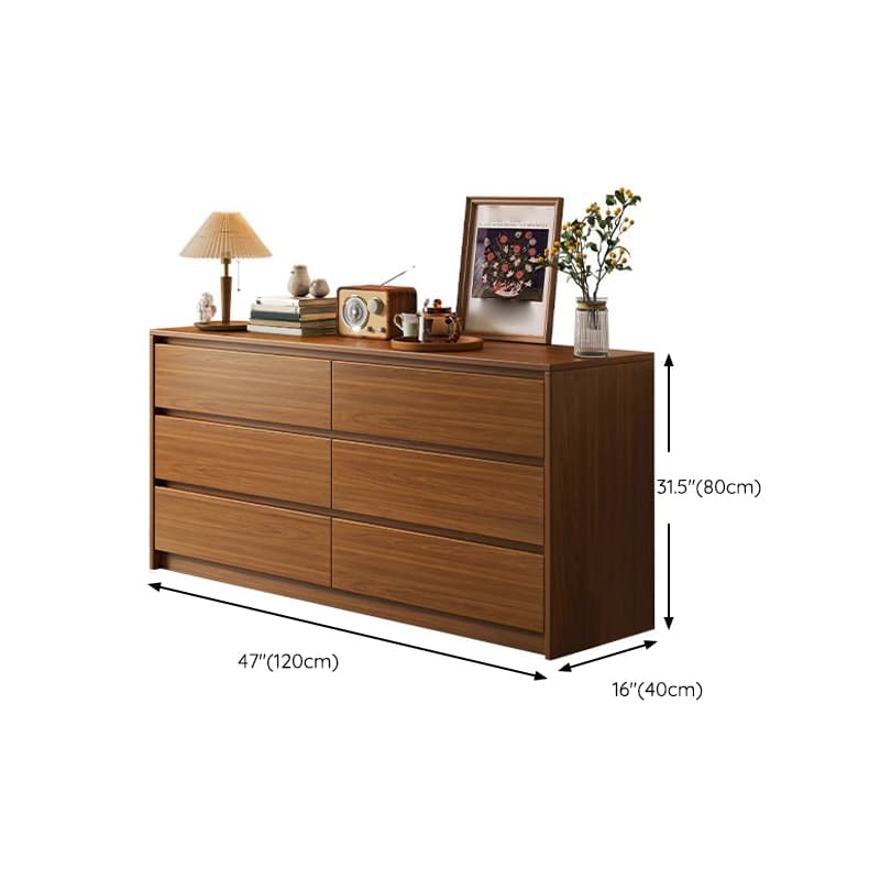 Elegant Brown Wood Double Dresser with Drawers, Modern Style - image 11