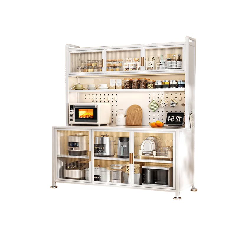 Modern Steel Sideboard Standard-Sized Open Storage Non-Adjustable Shelves