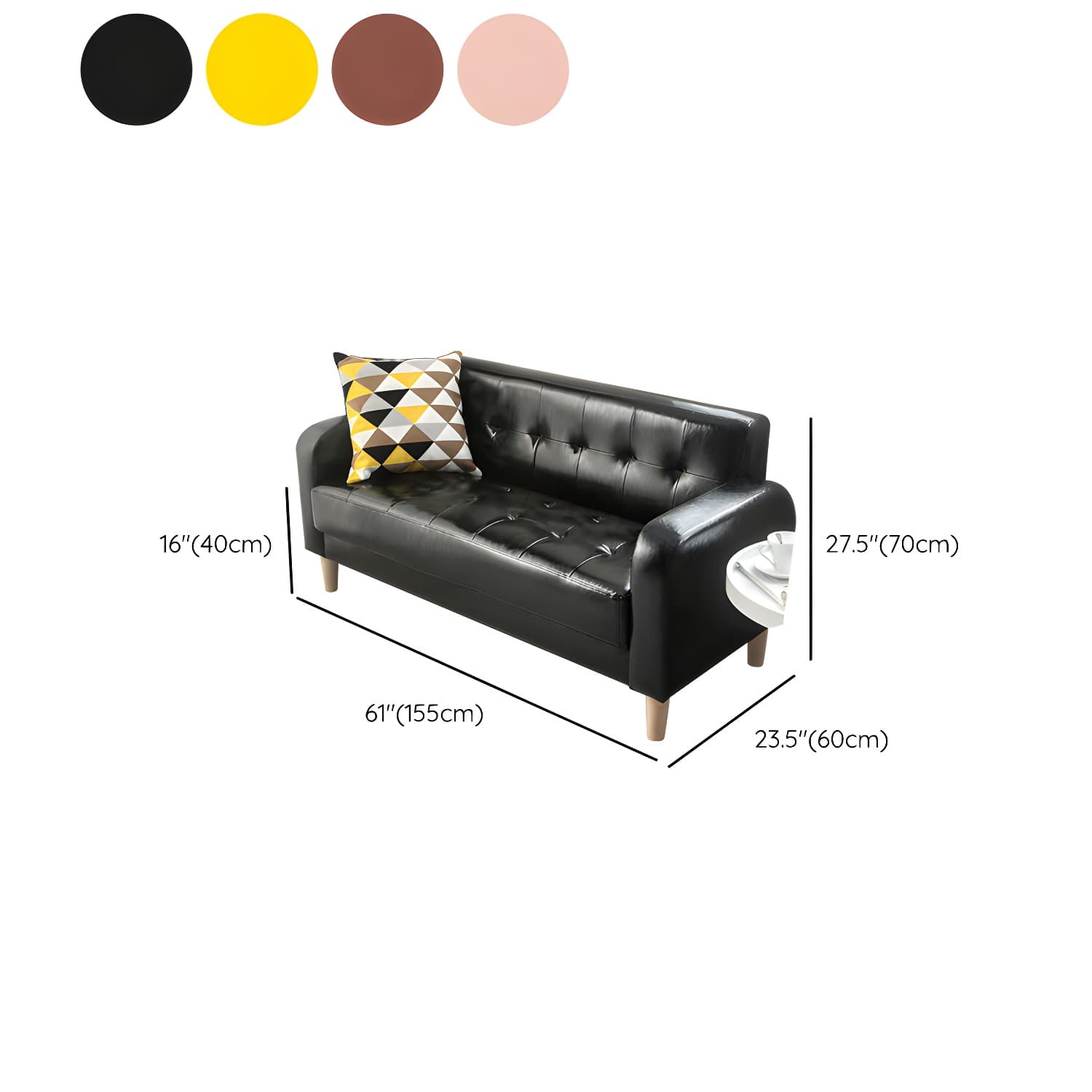 Tufted Fabric Sofa with Four Wooden Legs Square Tufted Sofa for Bonus Room - image 33