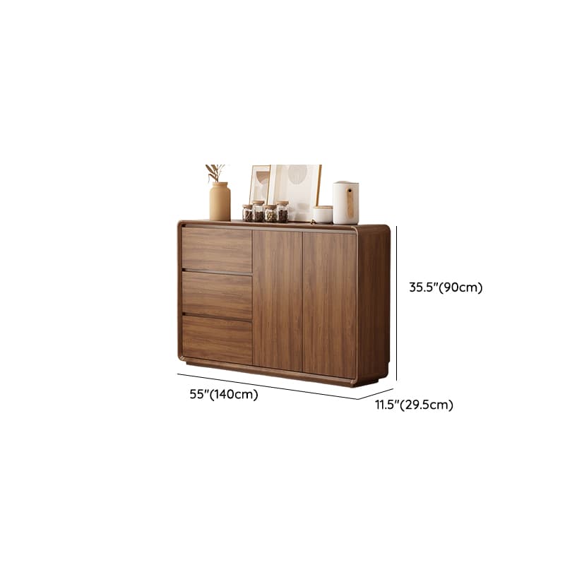 Sepia Simplistic Sideboard with 3 Drawers, Standard Size, Adjustable Shelving, and Multiple Doors Storage Cabinets - image 18
