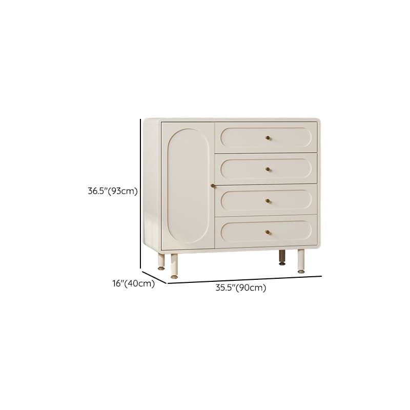 Chalk Modish Composite Wood Console Dresser with 5 Drawers and Hutch, 3 Interior Shelves, Horizontal - image 11