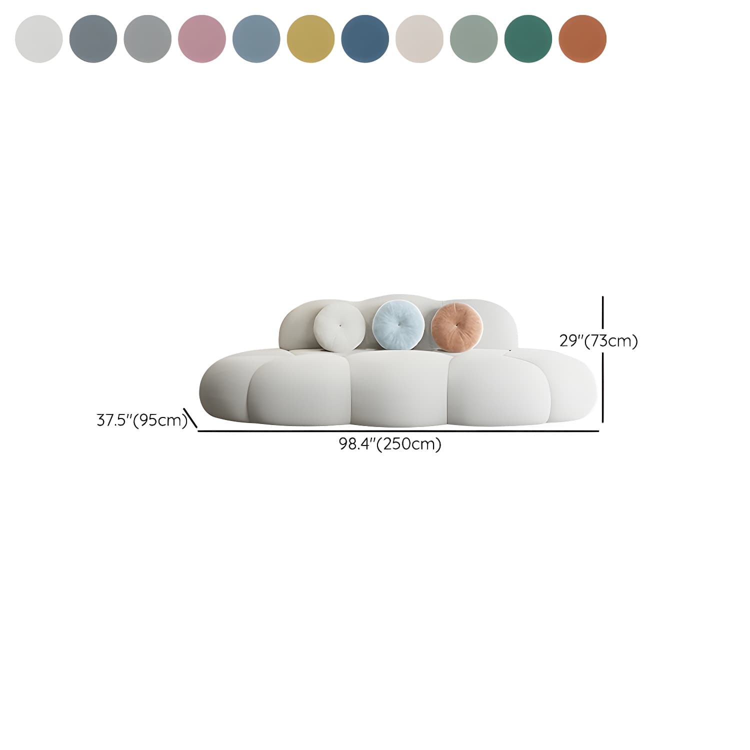 Contemporary Armless Wool Sofa with Tight Back and 3 Pillows - image 22