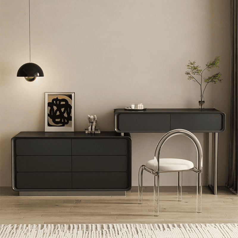 Modish Large Vanity Set with Laminate Table Top, White Chair, 8 Drawers, Light Up Mirror - image 3