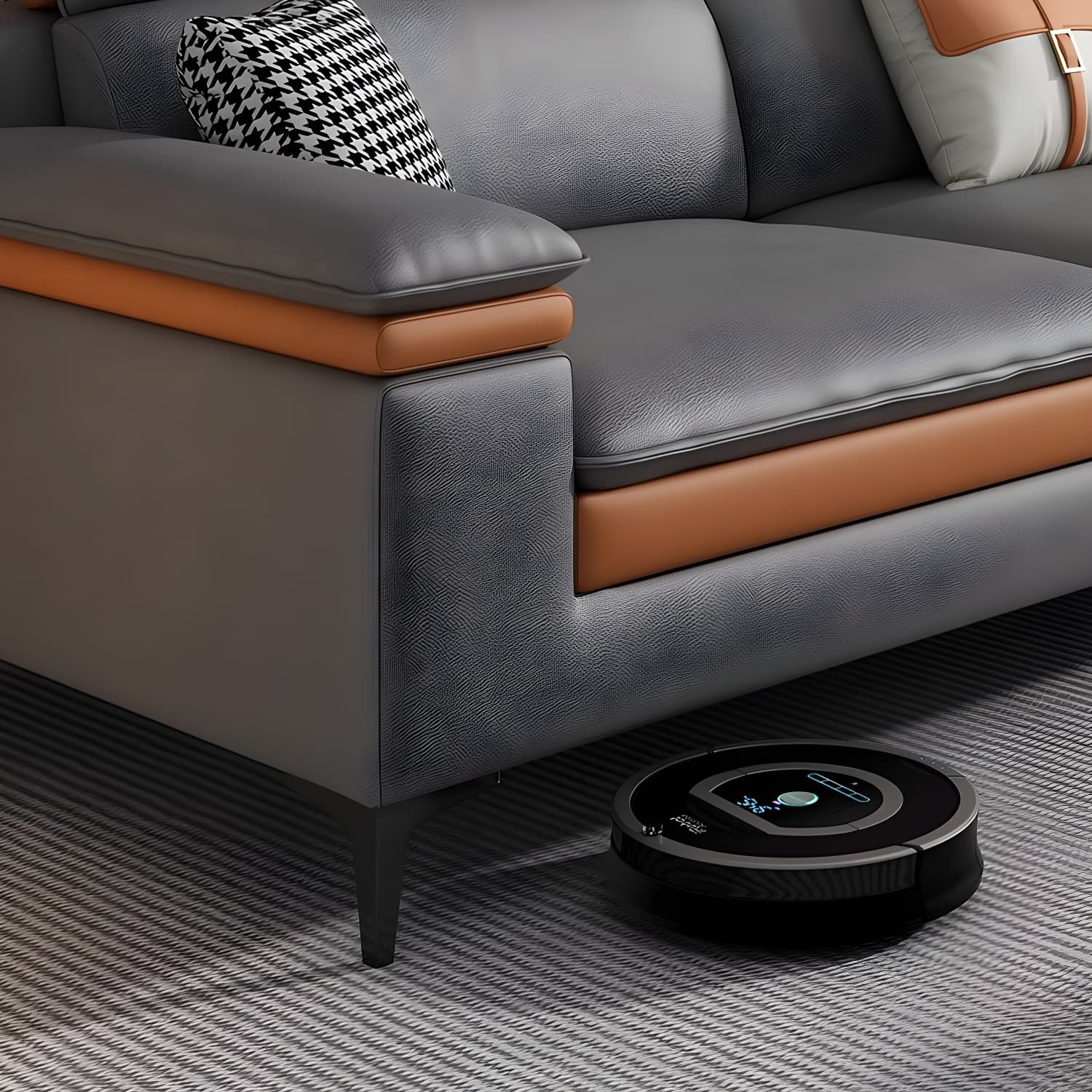 Modern Gray Tech Cloth Sectional Sofa with Adjustable Headrest - image 7