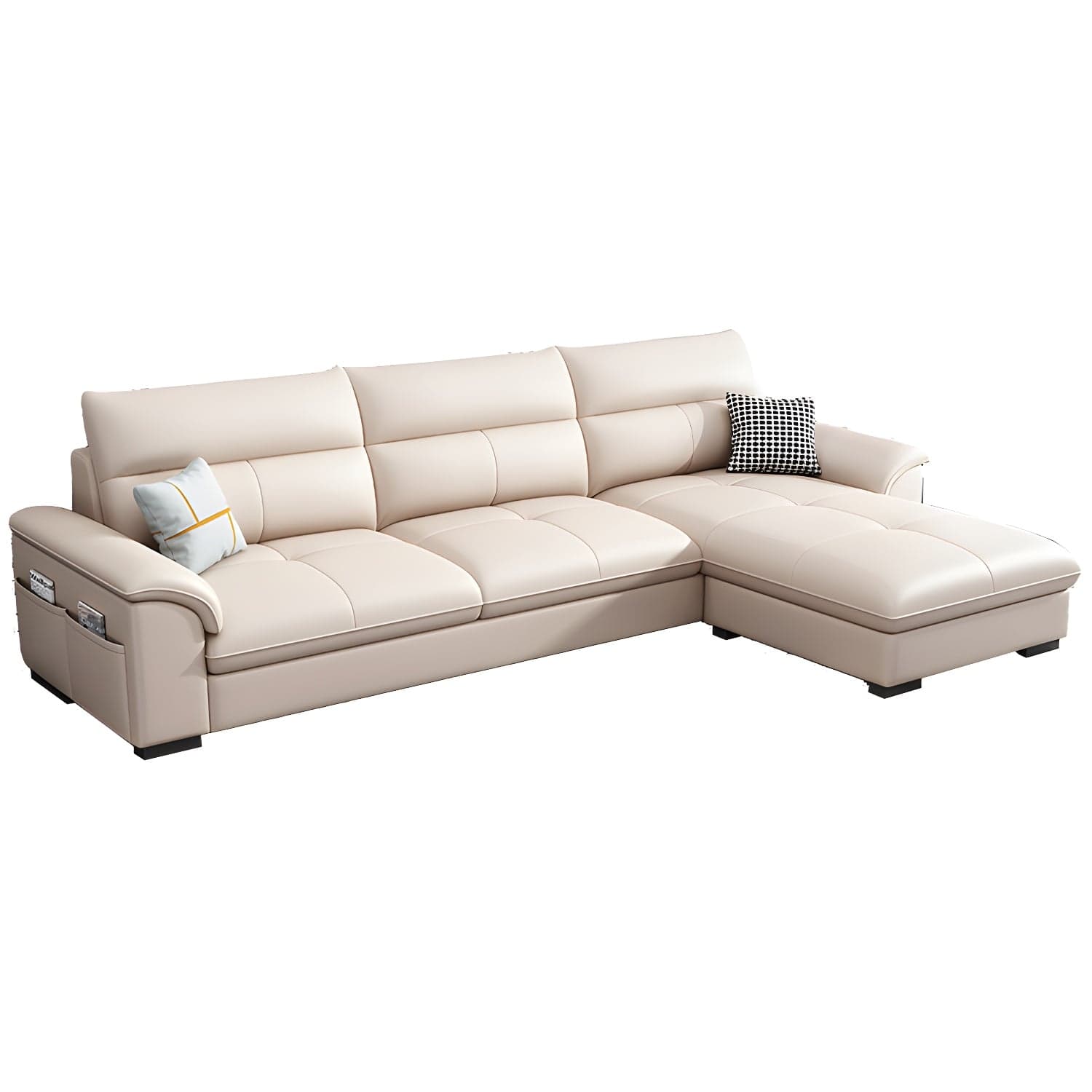 Modern Tech Cloth L-Shape Reversible Corner Sectional with Chaise in Black Pine Wood - image 7