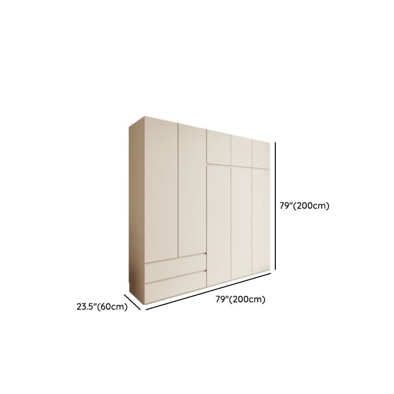Cream Modern Wood Wardrobe Armoire with Soft Close Drawer and Door, Interior Shelves, and Hanging Rod - image 14