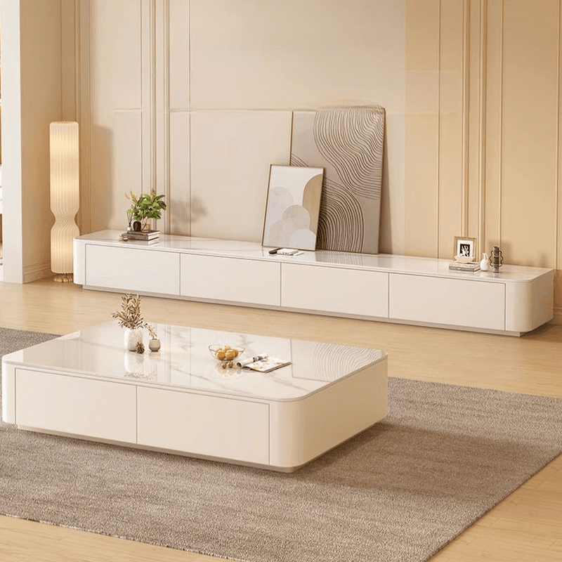Modern Simple Style Glass TV Stand with 4-Drawer/3 Drawers - image 7