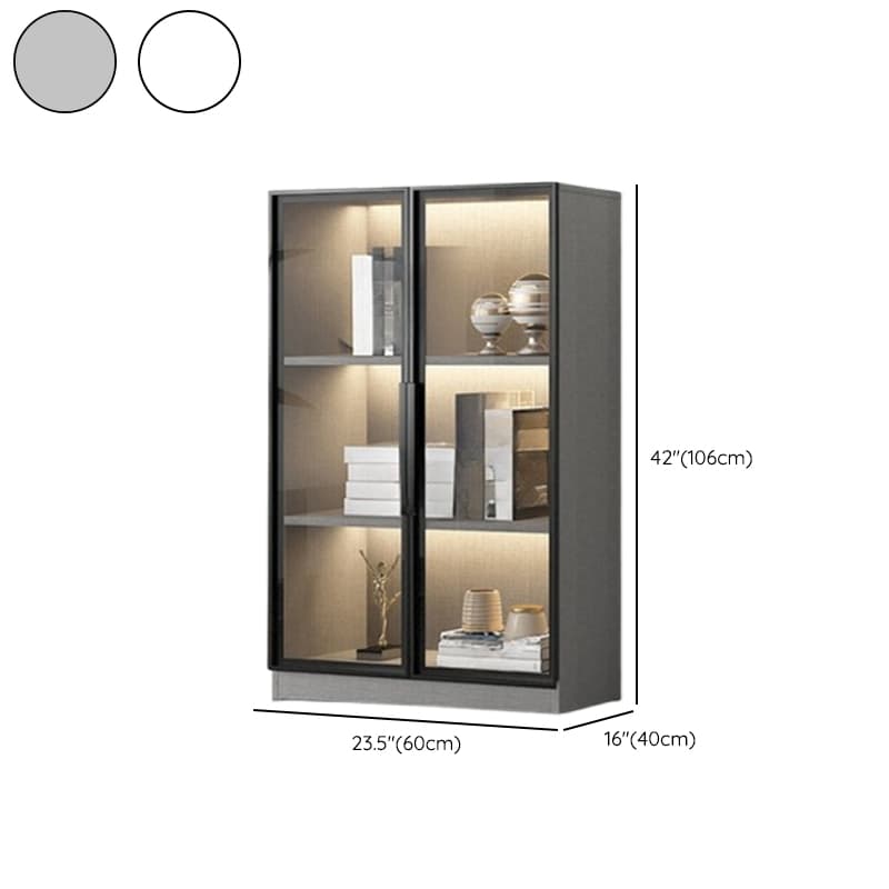 Scratch-repellent Utility Storage Cabinet with Storage Cabinet, Glass-panel Door, Handle Bars in Dark Gray/White, Stain Resistant, Light Included - image 13