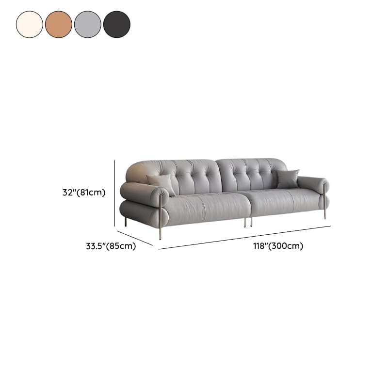Tear Resistant Standard Sofa with Pu/Flannel Upholstery in Grey/Auburn/Ivory - image 24