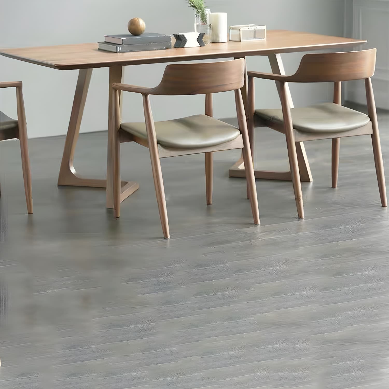 Rectangular Wood Scandinavian Dining Table with Double Pedestal Base - image 8