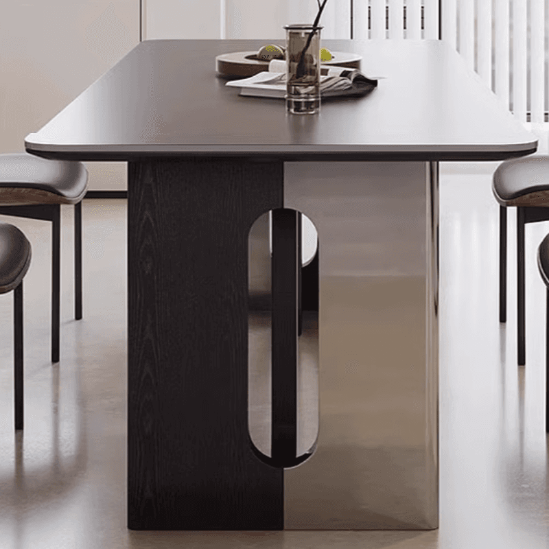 Dining Table Set with Slate Top and Two-sided Pedestal, Fixed Table, Padded Chair with Back, 5-piece in Dove Grey - image 6
