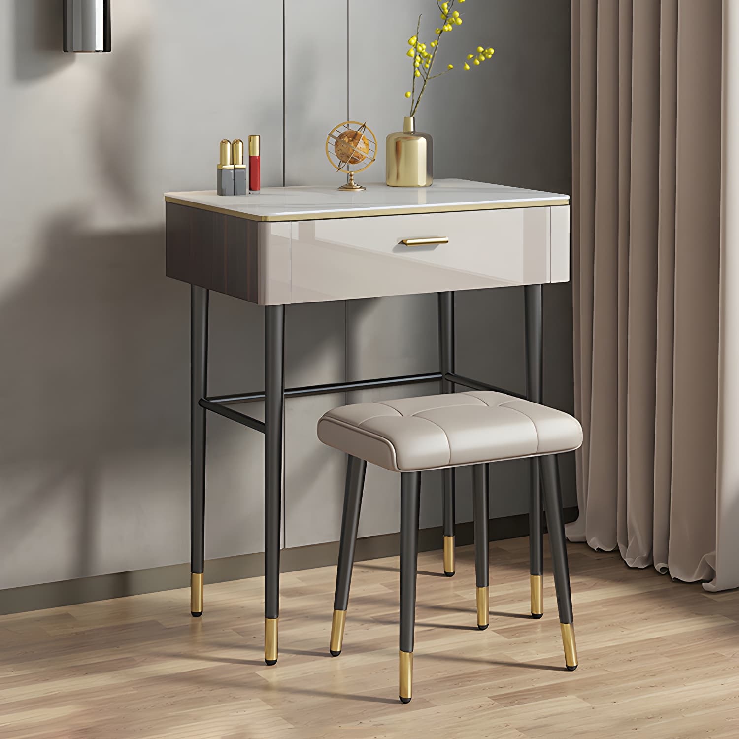 Modern Slate Top Vanity Makeup Table Set Grey Makeup Vanity Desk Table - image 13