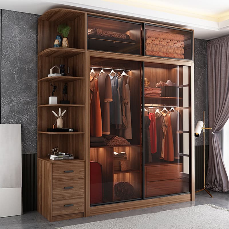 Simple Unfinished Color Wooden Wardrobe Armoire with Hanging Rod, Interior Shelves, Soft Close Drawer & Soft Close Door - image 6
