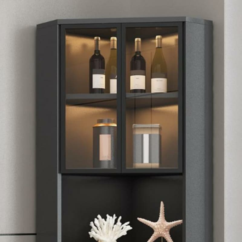 Contemporary Wood Corner Accent Cabinet with Clear Glass Doors, Metal Legs and Interior Shelves - image 17