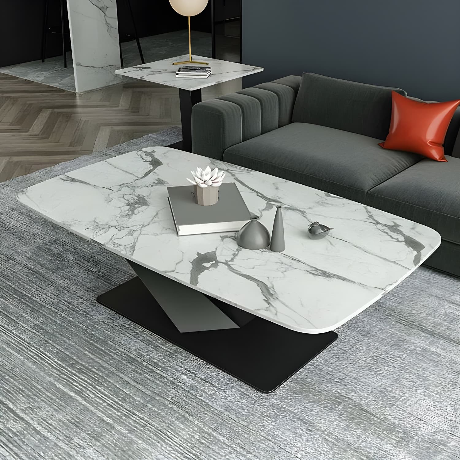 Contemporary Square Stone Coffee Table with Scratch Resistant - image 6
