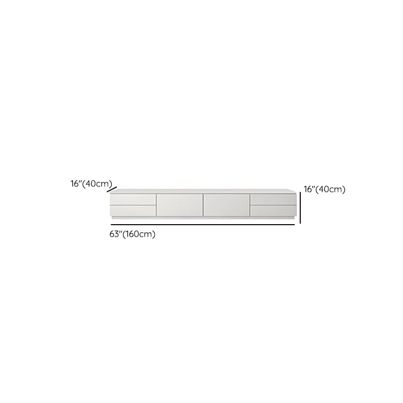 Modern Stone TV Stand with Drawers - Cabinet and Enclosed Storage - White - image 14