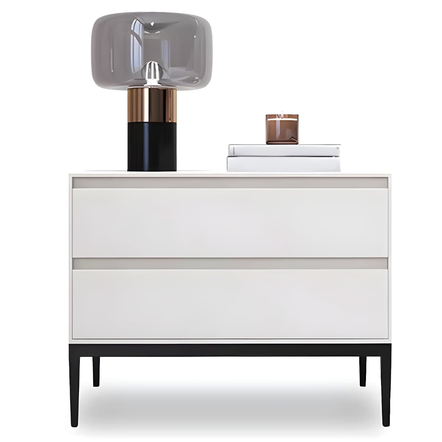 Wooden Night Table Contemporary Bedside Cabinet with 2 Drawers - image 5
