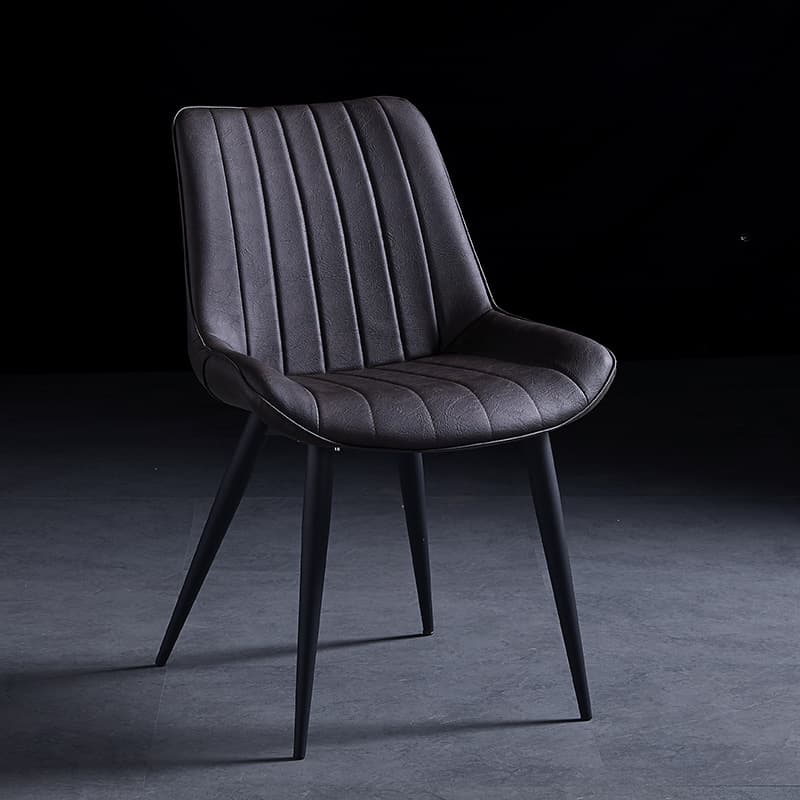 Outlined Faux Leather Upholstered Reliable Side Chair with Metal 4 Legs for Restaurant
