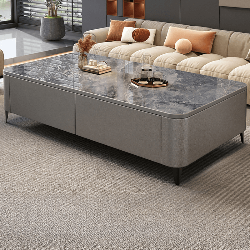 Rectangular Calfskin Accent Table with 2 Drawers - image 3