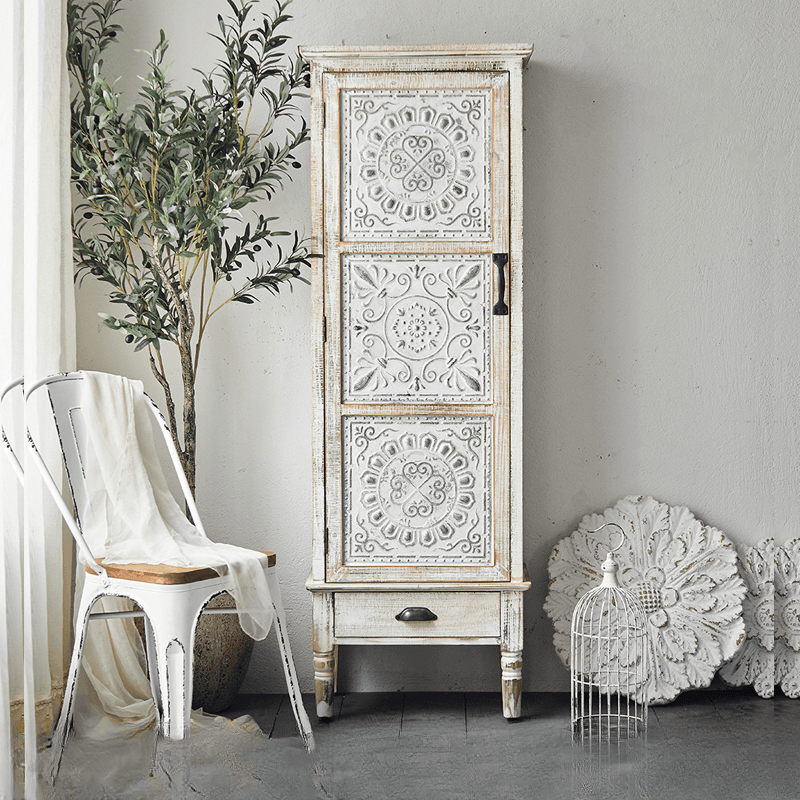 Old School Independent Accent Cabinet with Antiqued Wood
