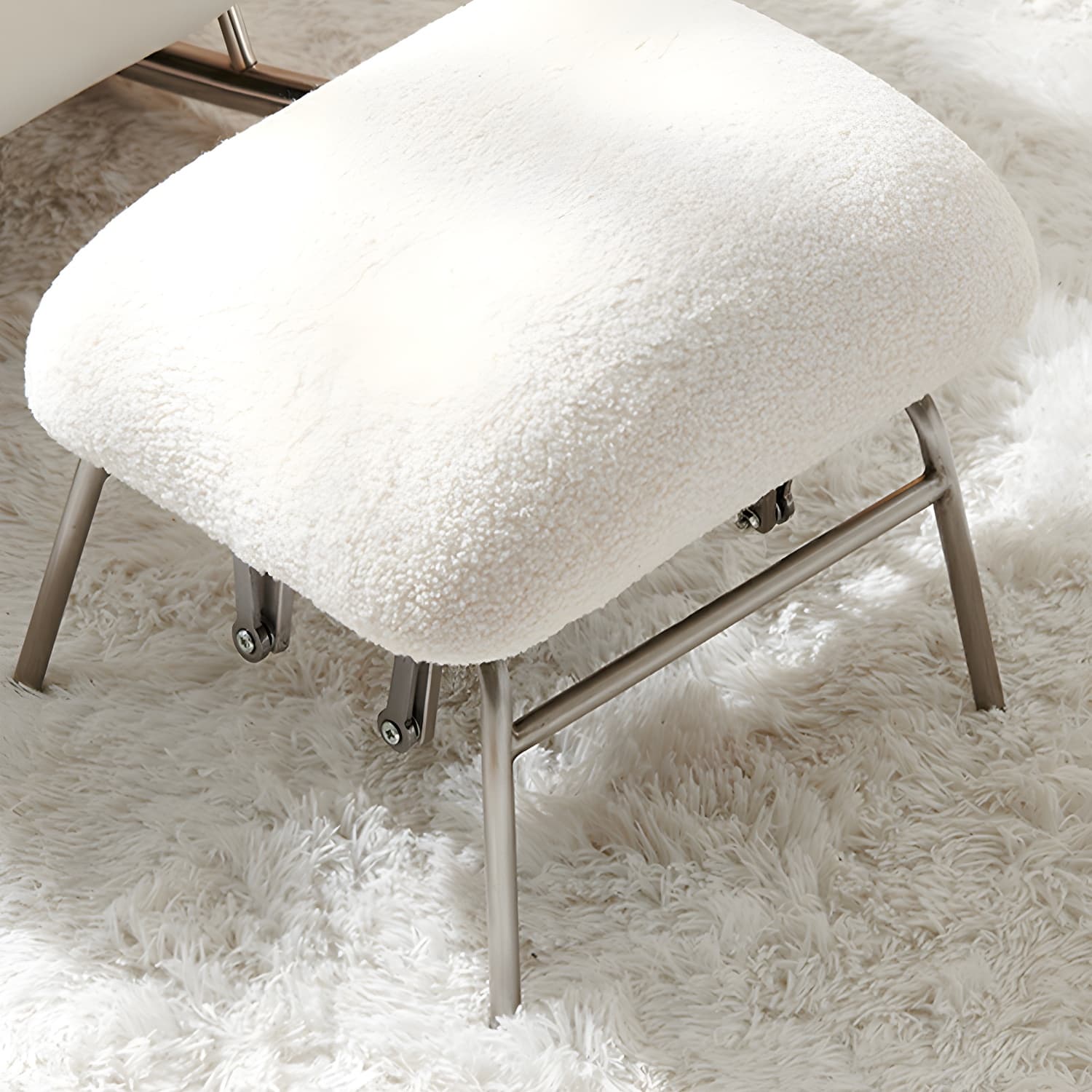 Sheepskin Rocking Chair with Cushion and Padded Seat Contemporary - image 17
