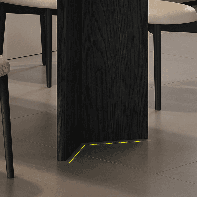 Minimalist Dining Table Set with Two-sided Pedestal, Fixed Table, Padded Chair with Back, and White Table Top - image 7