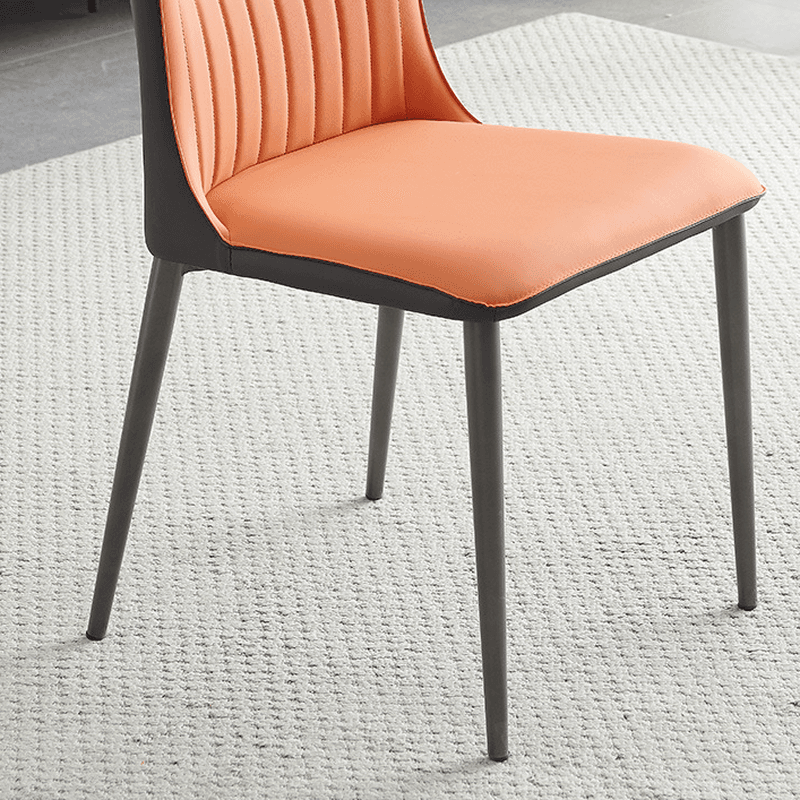Minimalist Side Chair with Closed Back, Padded Upholstery, and Ink Metal Legs - image 9