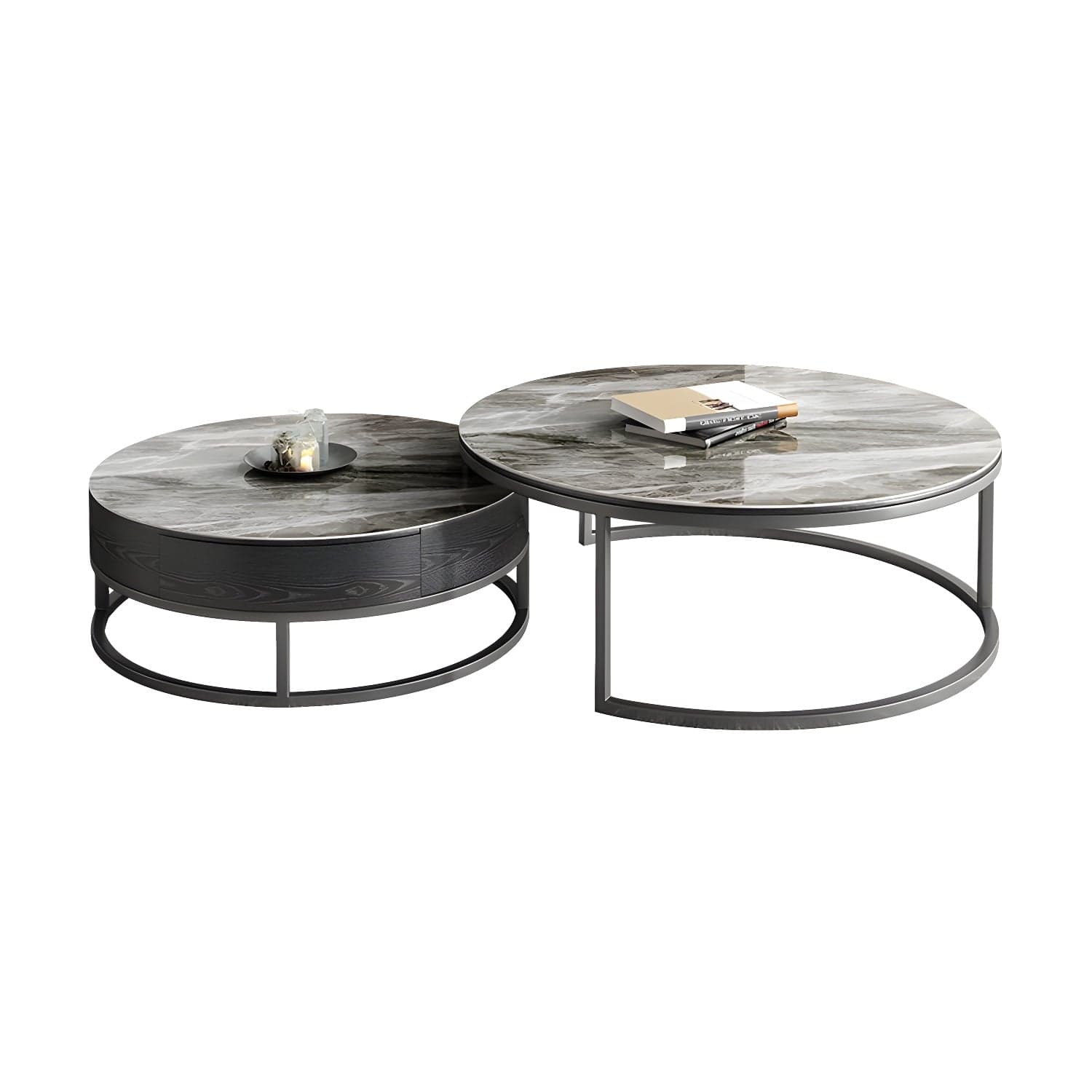Slate Coffee Table Slate Nesting Coffee Table Set with Storage Drawer - image 4
