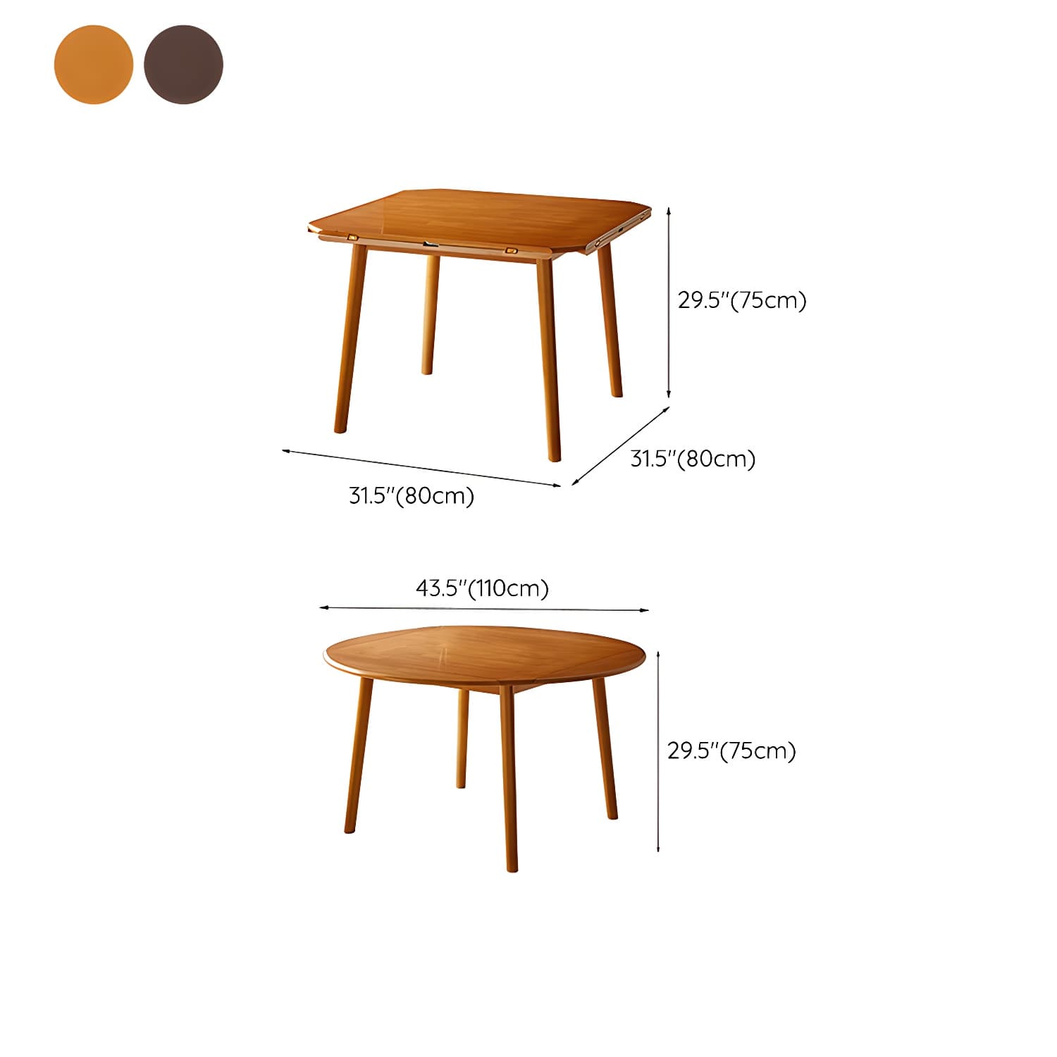 Round Wood Scandinavian Design Dining Table with Self-Storing Leaf and Extension Feature - image 19