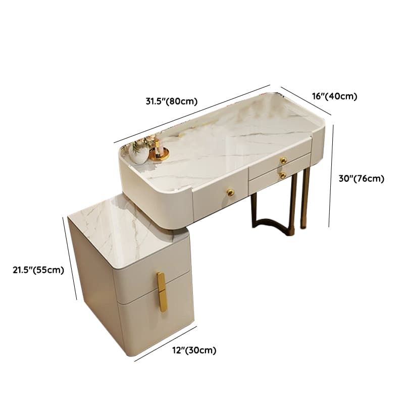 Contemporary Slate Countertop Adjustable Makeup Vanity with Drawers for Bedroom - image 16