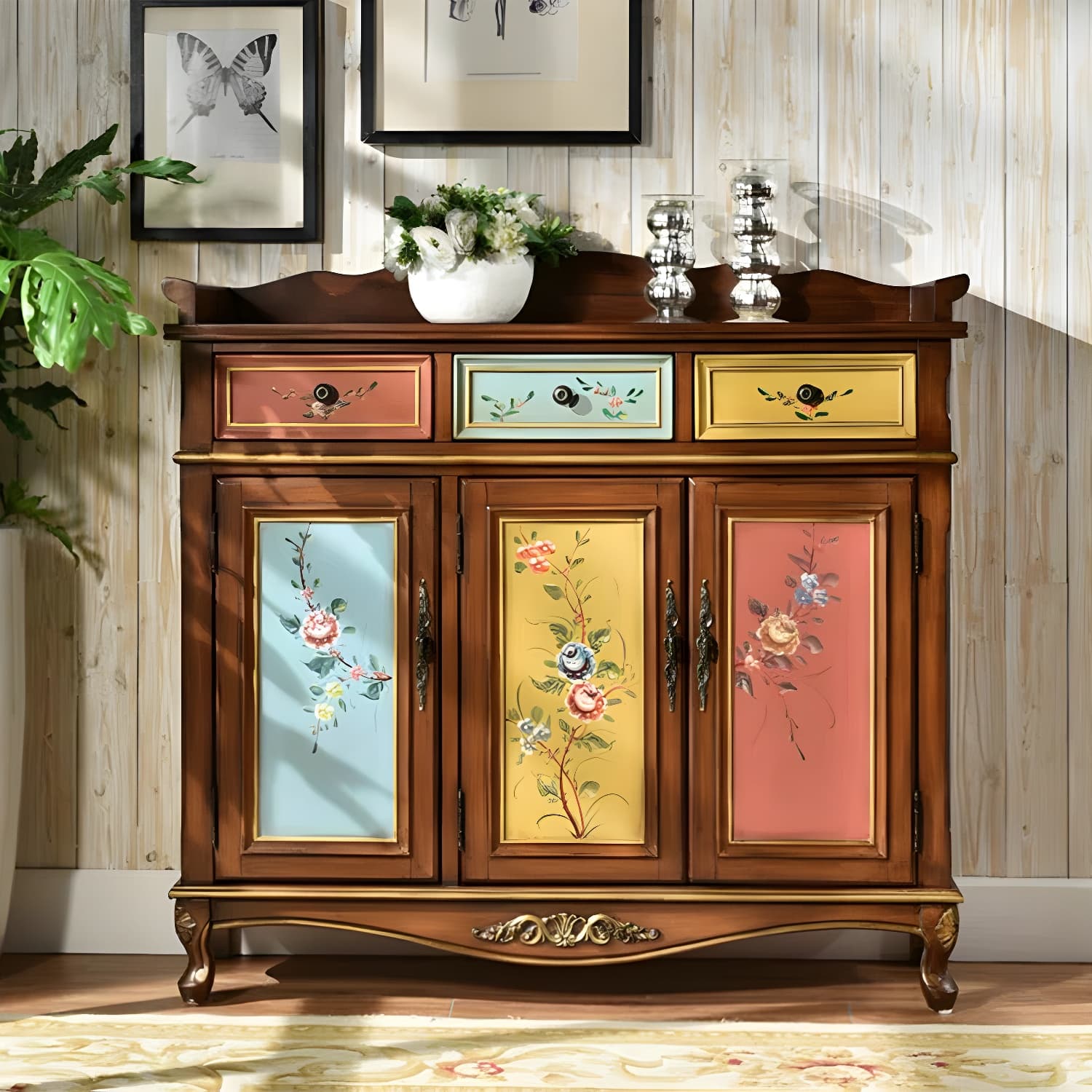 Industrial Rectangle Accent Cabinet Solid Wood Cabriole Legs Accent - image 5