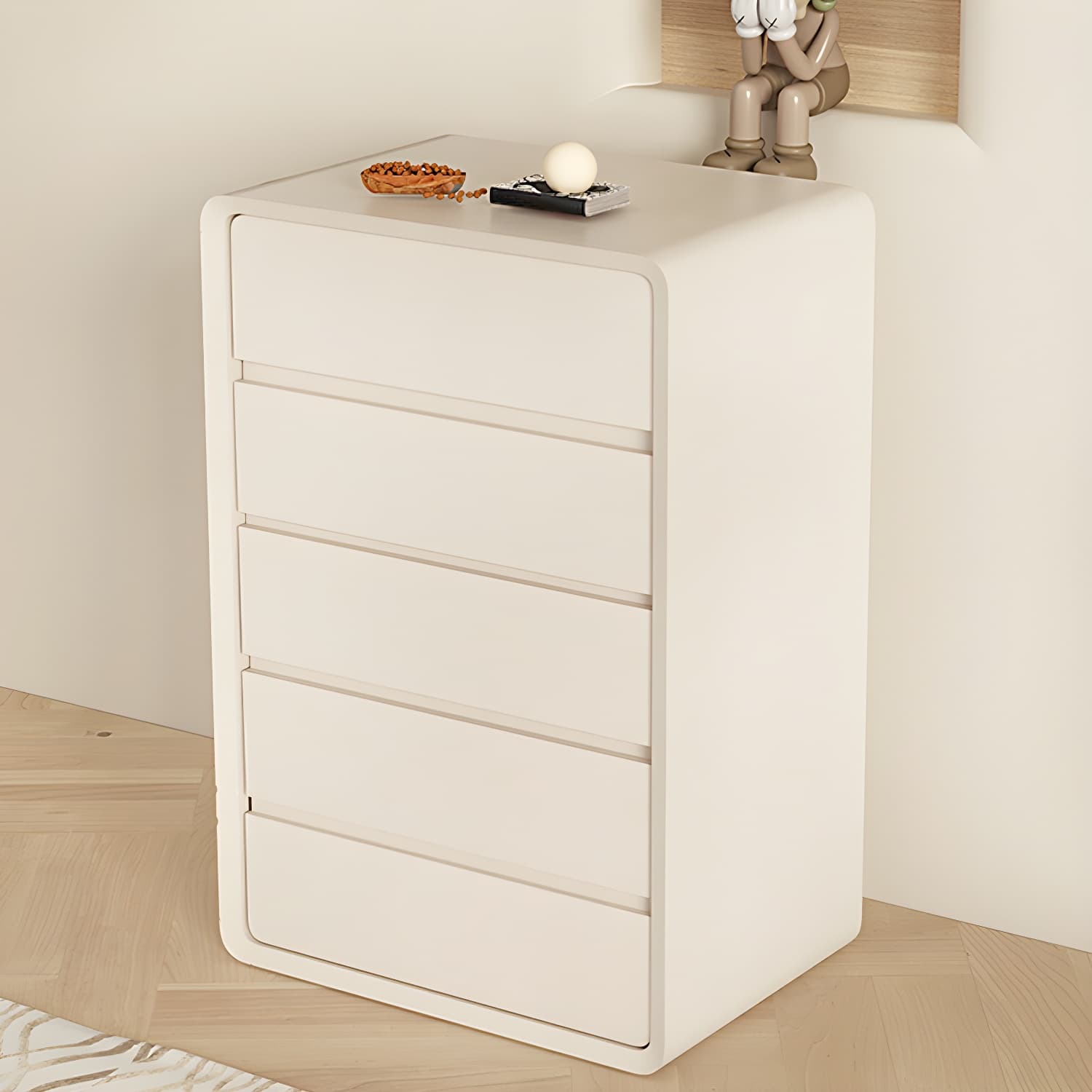 Narrow Modern White Wood Dresser with Soft Close Drawers for Living Room - image 3