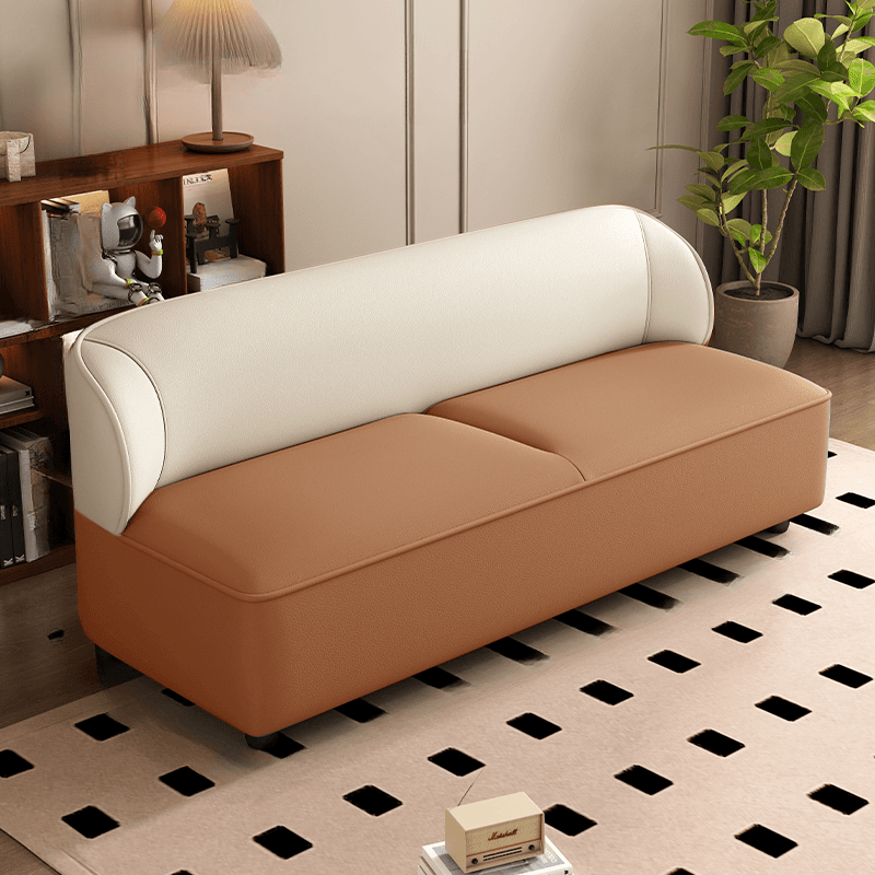 Contemporary Modern Solid Color Scratch-durable Loveseat in PU Leather, 2-Seater with 1 Pillow