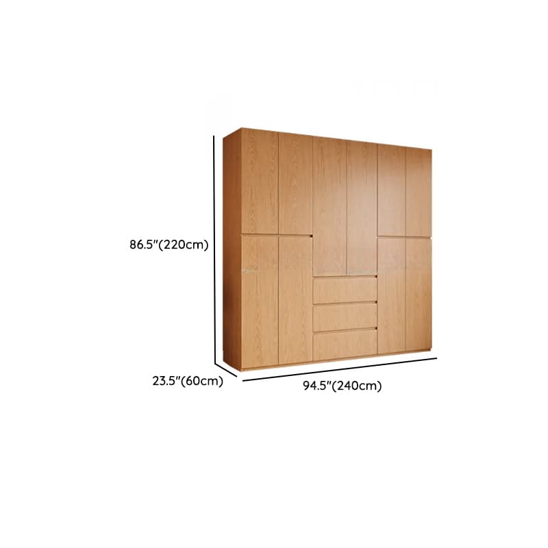 Natural Finish Minimalist Oak Wood Cabinet Armoire with Soft Close Drawer, Soft Close Door, Interior Shelves, and Clothing Rod - image 32