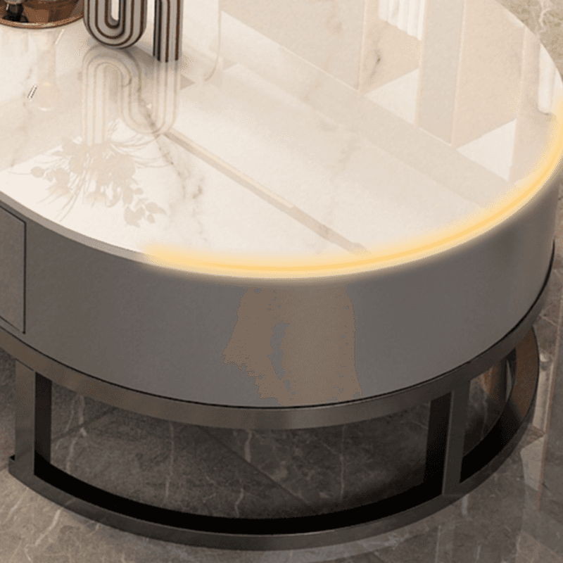 Elliptical Accent Table with Dual-base and Rawhide Upholstery - image 9