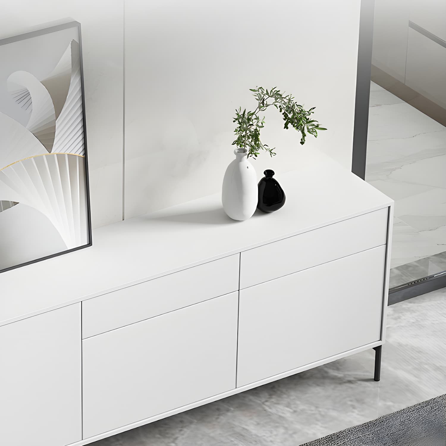 Wooden Rectangle Sideboard Cabinet Modern Kitchen Sideboard for Home - image 7