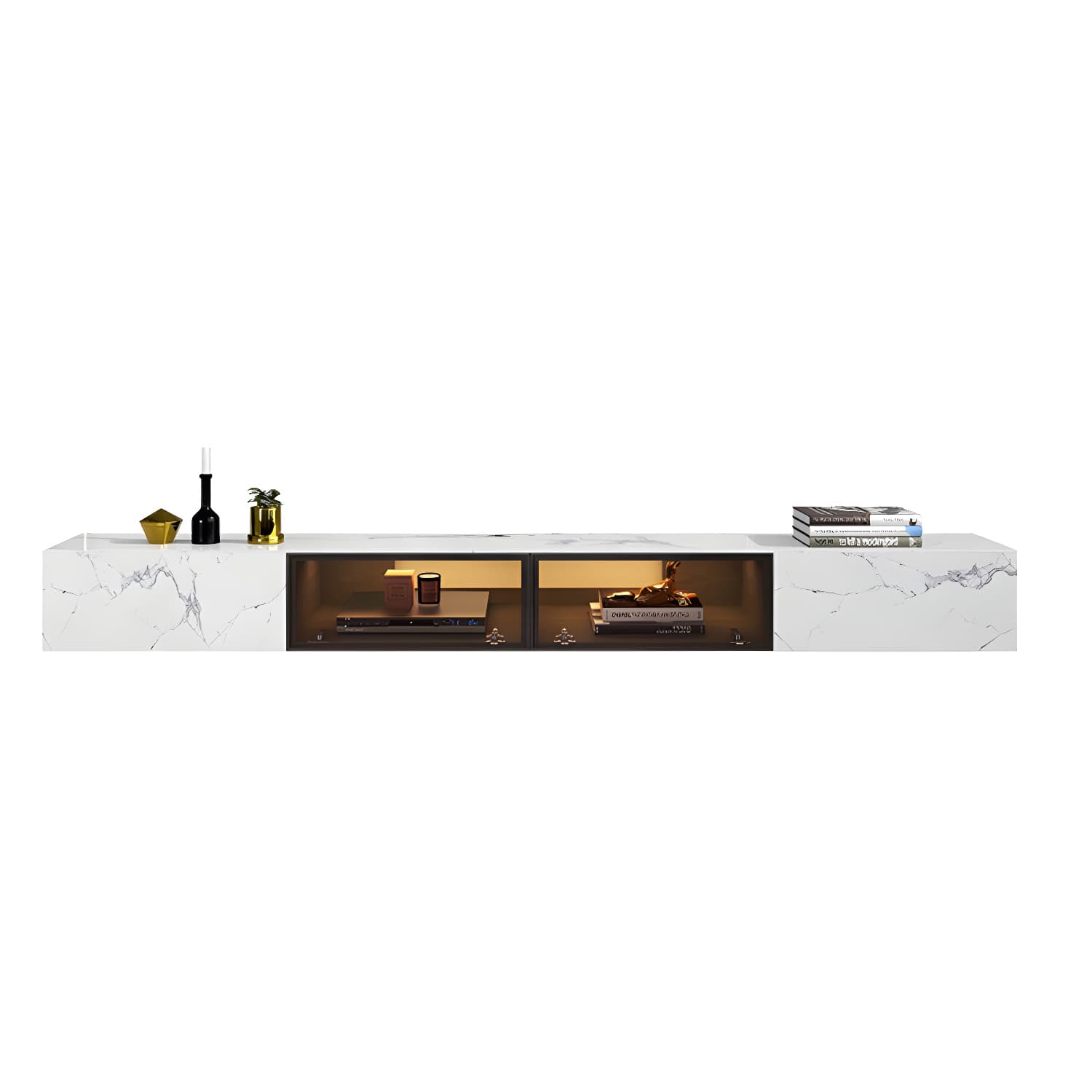 Modern TV Media Stand Stone Wall-mounted TV Media Console with Drawers - image 5