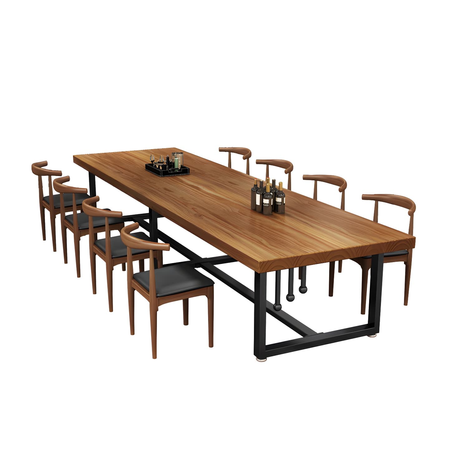 Pine Solid Wood Dining Table Rectangle Dining Table with Trestle Base - image 5