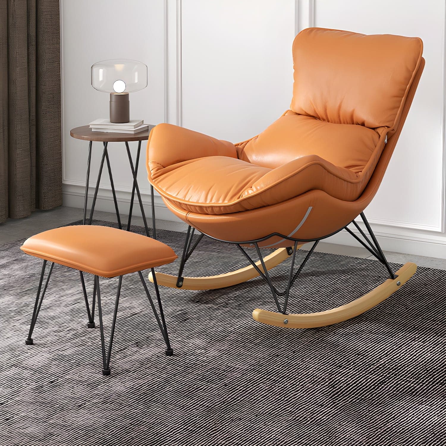 Solid Wood Rocking Chair Contemporary Rocker Chair with Padded Seat - image 6